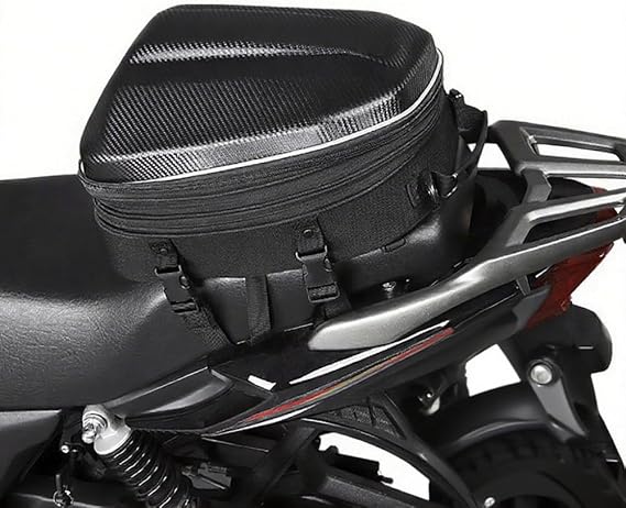 Motorcycle Saddle Bag for Benelli Mini 150S, Motorbike Waterproof Tail Bag Expandable Motorcycle Tail Pack Hard Shell Motorcycle Helmet Backpack