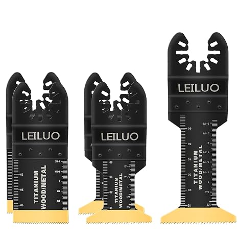 LEILUO 5 Pcs Titanium Oscillating Tool Blades, Multitool Blades Metal Cuts