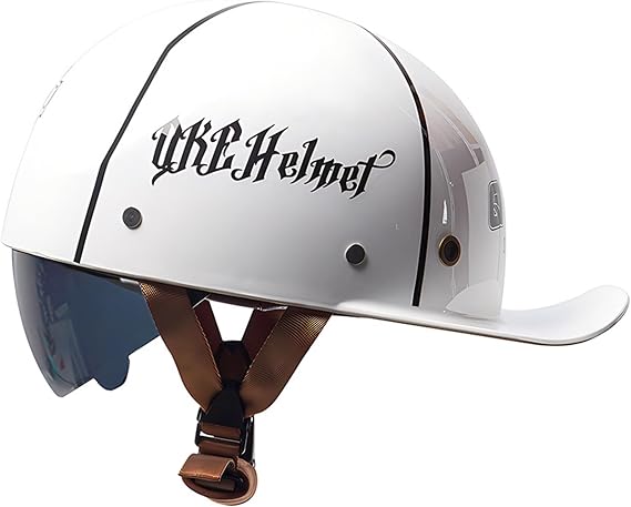 Baseball Cap Motorcycle Helmet Open Face Half Helmet Hidden Visor Anti Collision White Size L