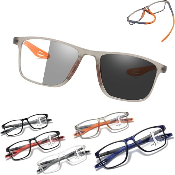 Photochromic Progressive Reading Glasses for Men Women, Blue Light Blocking Multifocal Reading Glasses, Transition Sun Readers, Auto Focus Computer Eyeglasses, 17g