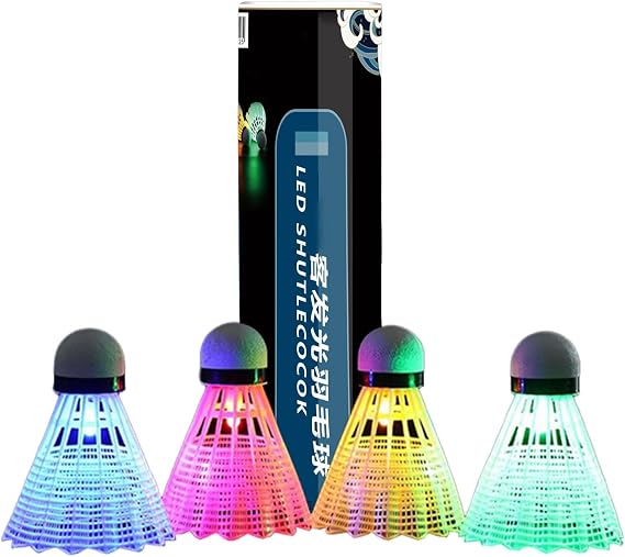 Light Up Shuttlecocks - Nylon Feather Badminton Shuttlecocks | Lighting Shuttlecock | LED Badminton Shuttlecocks | 4X Colorful LED Shuttlecock For Badminton | Dark Night Shuttlecock For Indoor/Outdoor