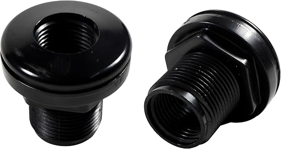Hqrp 2個パック 1/2インチ Abs バルクヘッド継手 ダブルスレッドウォータータンクコネクター レインバレル 水槽 水槽 浴槽 プール用