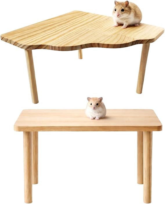2Pcs Hamster Platforms, Hamster Cage Accessories, Wooden Platforms for Small Animal Cages Suitable for Hamsters, Chinchillas or Other Small Pets