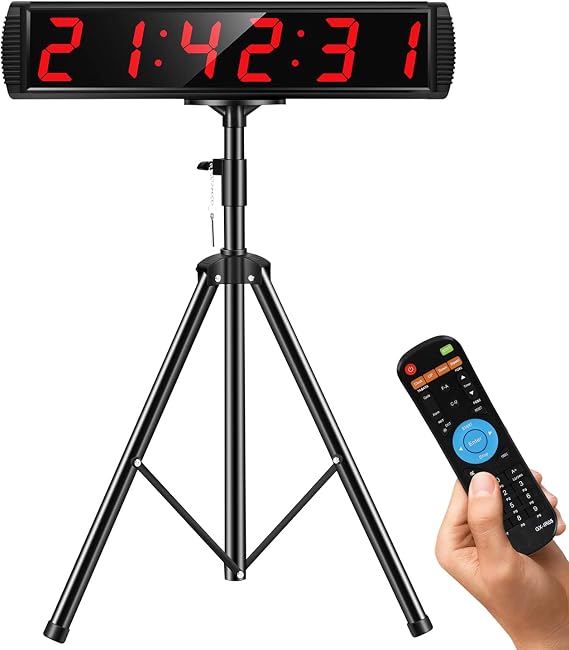 Huanyu LED Digital Clock Timer 4" 6 Digit High Definition Clock Countdown 30m Visible for Office, Classroom, Home, Gym