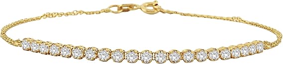 14K Real Solid Gold Tennis Bracelet, 1.7 MM Tennis Bracelet Cubic Zirconia, CZ Tennis Bracelets for Women, Bridal Gifts, Charm Bracelets for Her