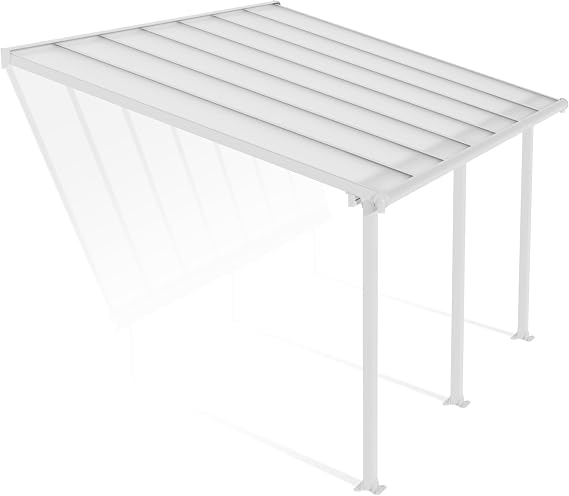 Canopia Special Value Bundle Patio Cover Canopy 3m x 4.25m Lean To Polycarbonate Panels Olympia including Roof Blinds (White Clear)