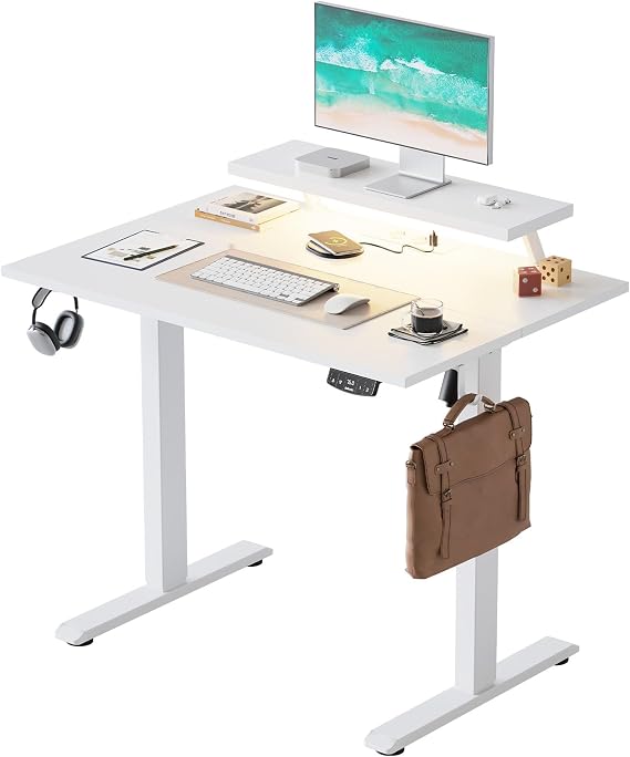 Agilestic Electric Standing Desk, Led & Plug, Movable Monitorstand, 100x60