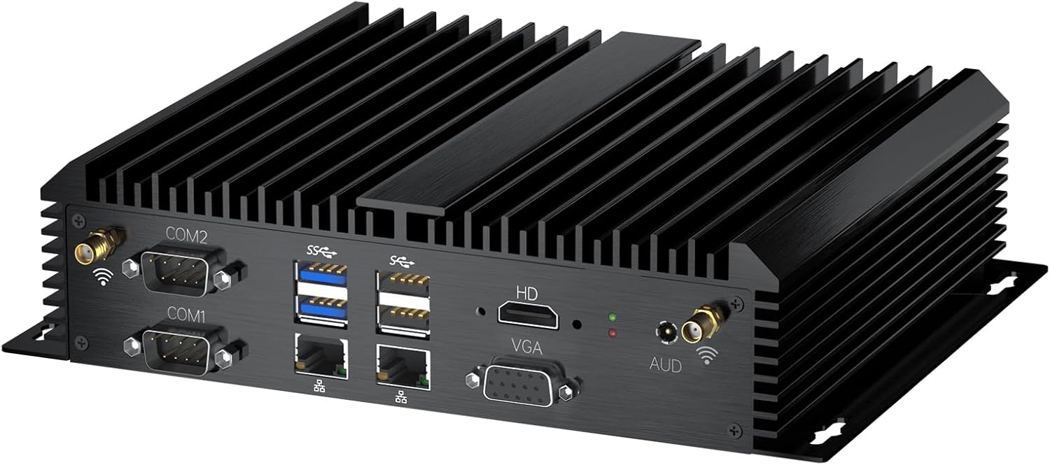 Thdeukoty Fanless Mini PC, Industrial Desktop Computer Windows 10 Pro, HTPC i7-8550U up to 4.0Ghz, 16G DDR4 RAM 256G SSD/COM/USB 3.0/4K/HDMI/VGA/2.5G LAN/WIFI6/BT 5.1/Full Metal Case/Auto Power On