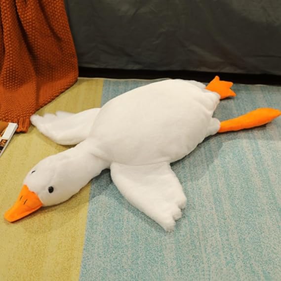 OUKEYI White Goose Stuffed Animal Pillow Toy, Cute Goose Plush Soft Swan Hugging Pillow, Gift for Kids and Friends (35inch/90cm)