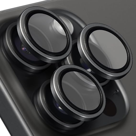 BUFF LABS iPhone 15 Pro Max / 15 Pro Uyumlu Titanyum Kamera Lens Koruyucu, B5T, Siyah Titanyum