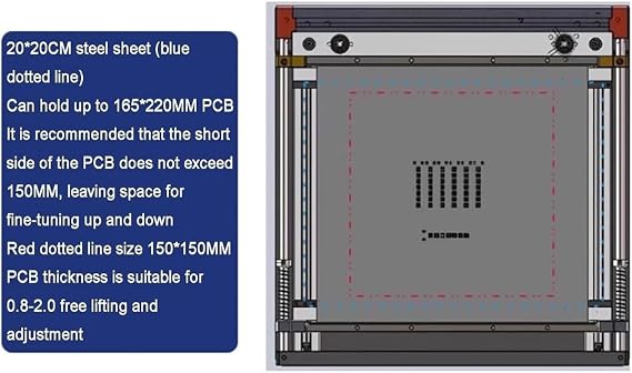 Solder Paste Printer, Screen Printing Station, SMT Steel Mesh Solder Paste Printing Table, Adjustable Thickness PCB Stencil Printer, Advertising Printing Industry20cm