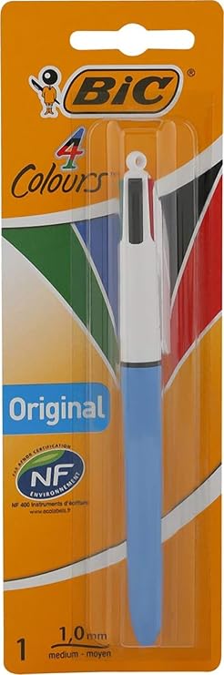 Bic 4 Colours Original Retractable Ballpoint Pen with 1.0mm Point, Blister Pack of 1