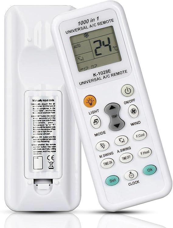 Universal Air Conditioning Remote Control K-1028E Compatible with LG Daikin Samsung Panasonic Haier Midea Gree Toshiba Sanyo Hisense Fujitsu Replacement A/C Controller for 1000 Brands