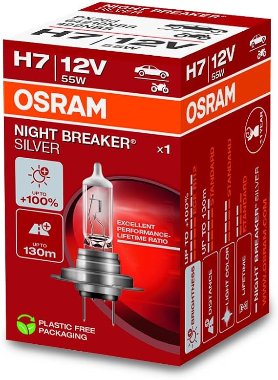 Osram Ampul 12V H7 55W Night Breaker Silver Serisi%100 Güçlü Işık - 64210NBS