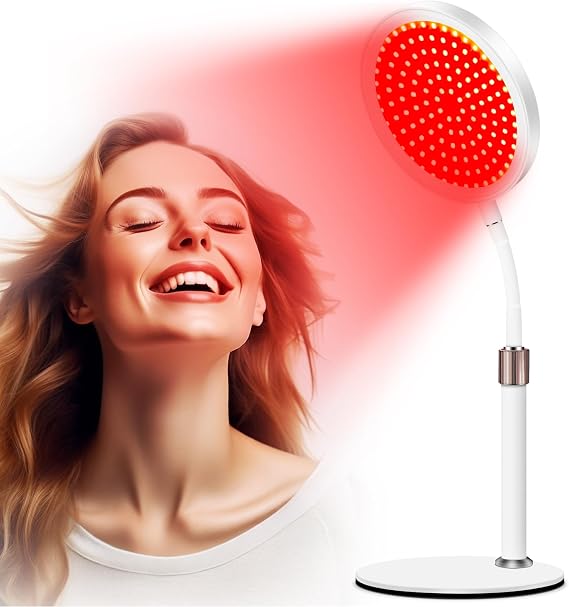 Red Light Lamp with Base, 660nm&850nm Infrared Light Lamps, 3-in-1 Chip Design & Adjustable Gooseneck & 10/30/45mins Timer, 100LEDs Red Lights Lamp for Home Use [Energy Class A]
