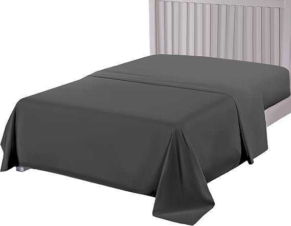500 Thread Count Pure Egyptian Cotton Super Soft Hotel Quality Flat Sheet (Grey, Double)