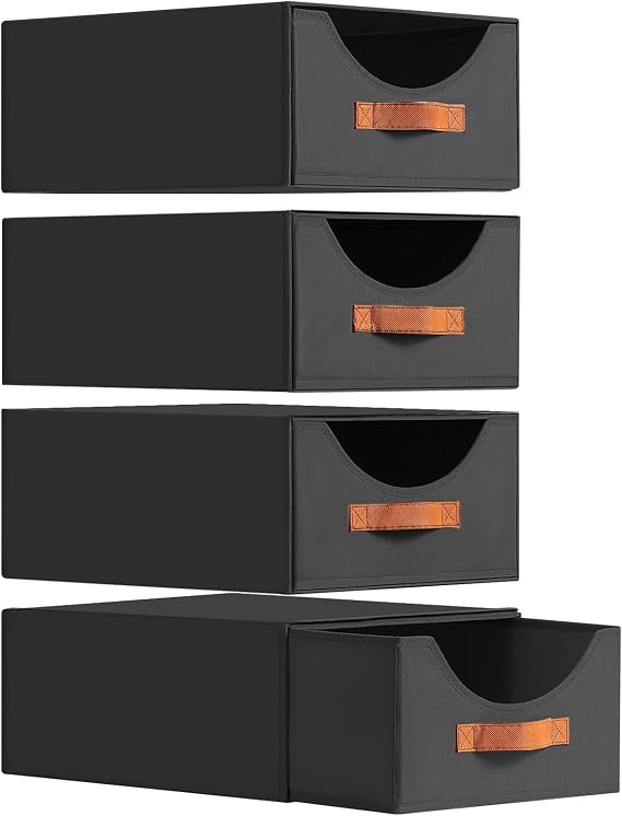 DIMJ 4 Pack Wardrobe Storage Organiser, Drawers for Inside Wardrobe Closet