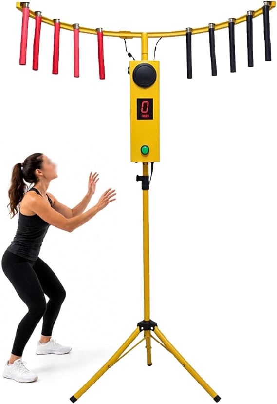 Reflex Stick Challenge Game, Catch Stick Arcade Game Machine, Hand Eye Coordination Training Game, with 10 Sticks, for Party, Business and Game Room Yellow