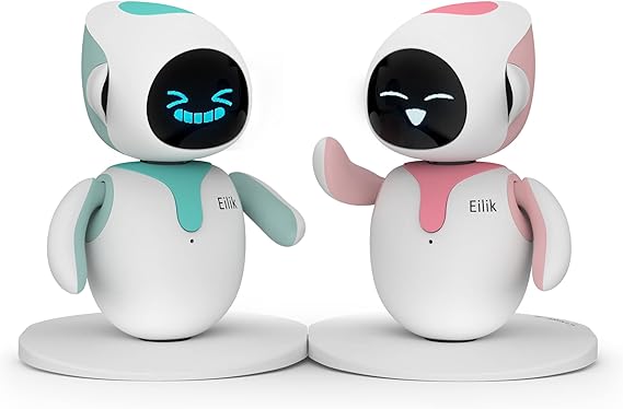 Eilik - Cute Robot Pet for Kids and Adults, Perfect Interactive Companion for Home or Workplace, Unique Gift for Girls and Boys Blue + Pink Combination
