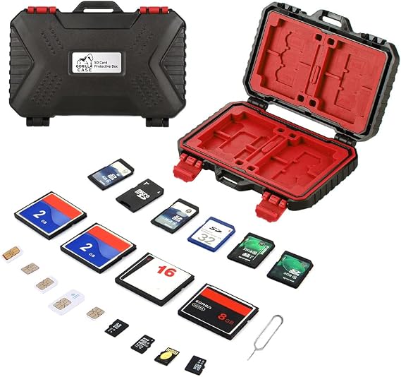 Gorilla Case 24 Slot Çoklu Hafıza Kartı ve Micro Sd Kart Taşıma Çantası Micro SD Kart Kutusu (Kırmızı)
