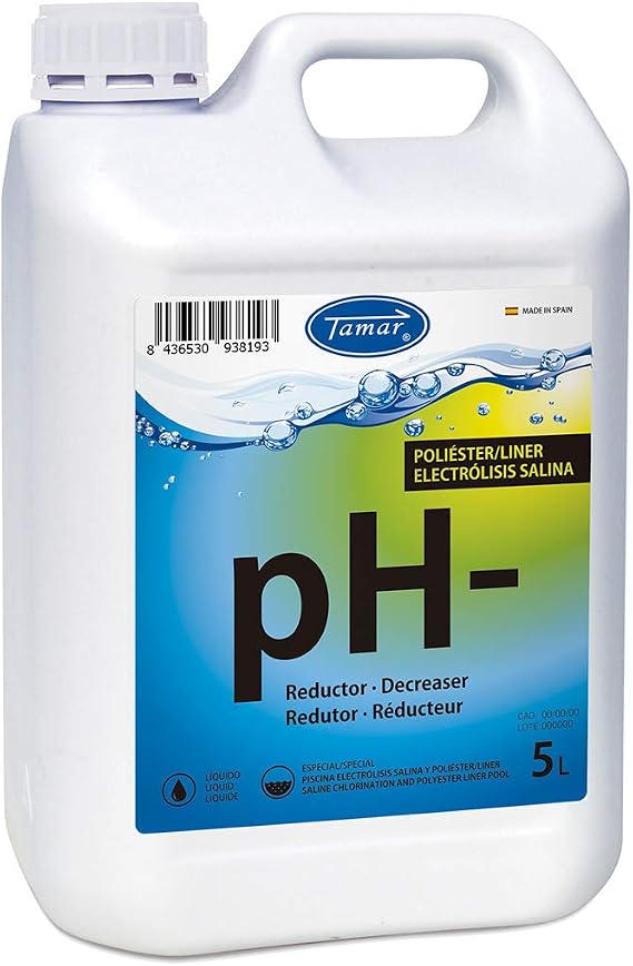 Tamar Reductor pH Poliester/Liner y Electrolisis Salina, regulador de pH 5 litros