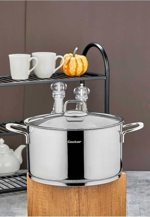 Cooker Bomonti 28 cm İndüksiyon Uyumlu Paslanmaz Çelik Derin Tencere, Gümüş
