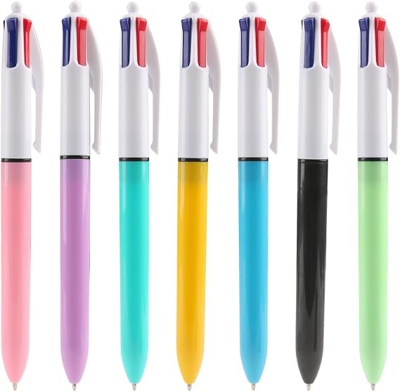 teasteam Multicoloured Ballpoint Pen 7-Pack 4 Colour All In One Retractable