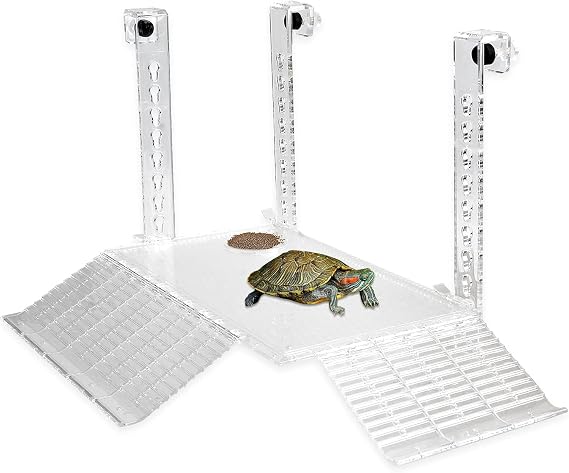 Turtle Basking Platform Hanging Acrylic Turtle Terrarium Ramps Large Tortoise Habitat Non-Toxic Reptiles Platform 35 * 20cm