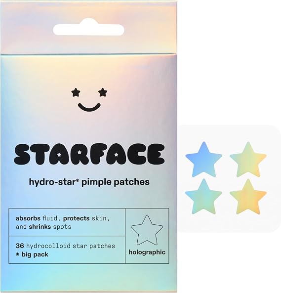 Starface Hydro-Star® Holographic Hydrocolloid Star Pimple Patch Refill, 36 ct