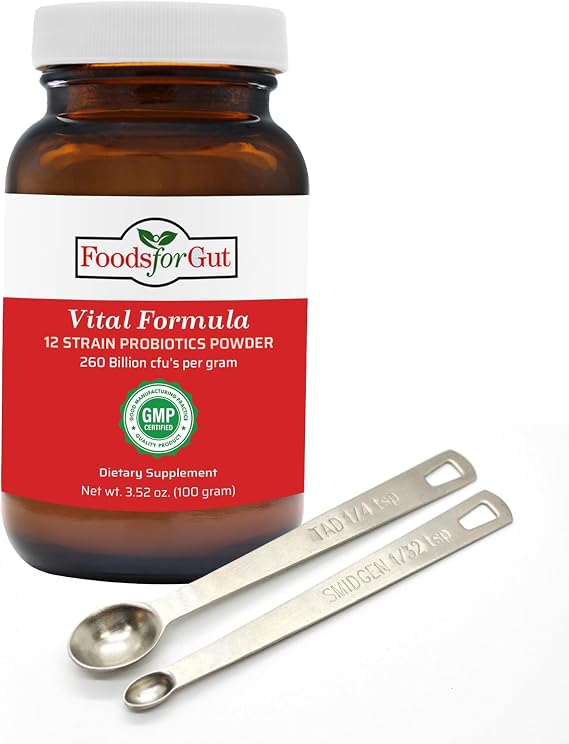 Foods For Gut Vital Formula 12 Strain Probiotics Powder 260 Billion CFU | Made in USA | No Additives | Direct from Manufacturer | No Third-Party Storage | Immune Support | 100 Gram (3.52 Oz)