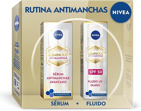 NIVEA Cellular Luminous630 - Anti-Blemish Set - Serum 1 fl oz and Day Cream FP50 40 ml - Anti-Blemish, Hydration and Sun Protection - Hyaluronic Acid, Thiamidol - Uniform Skin - All Skin Types