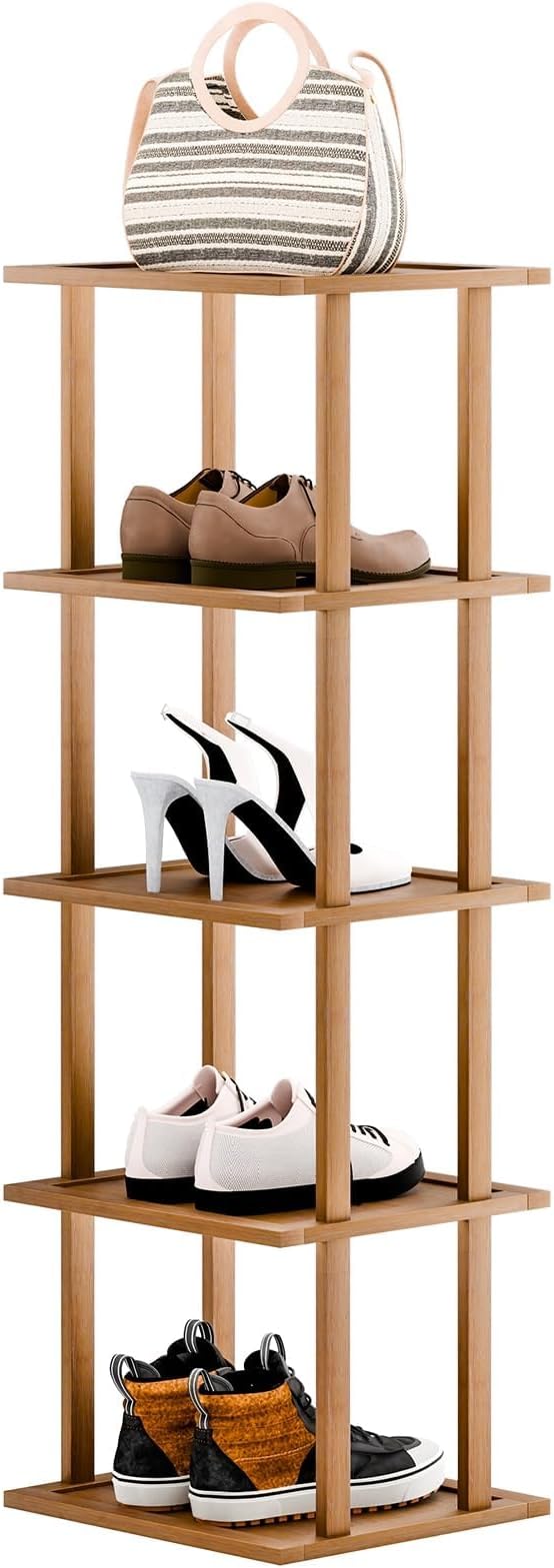Bamboo Vertical Shoe Rack, 5/6/7/8 Tiers Available, Narrow Design, Suitable for Corners, Multifunctional Storage, Easy to Assemble, Suitable for Home and Office 5