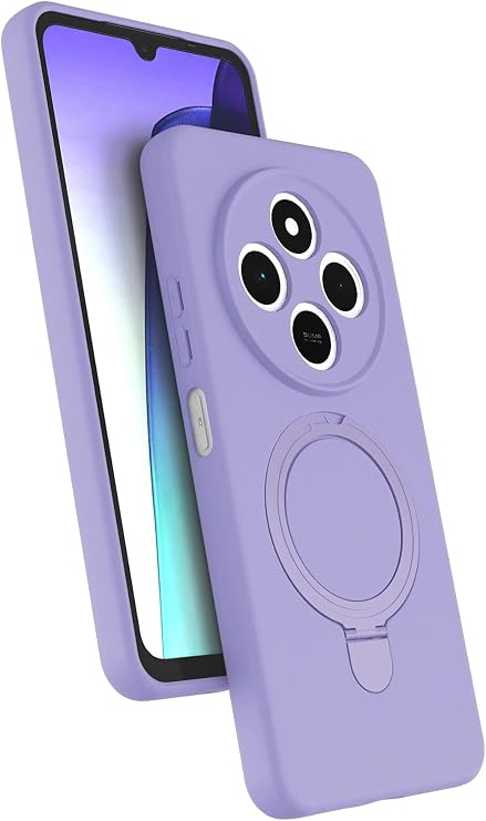 m.tk moveteck Xiaomi Redmi 14C ile Uyumlu Magsafe Halkalı Standlı Silikon Kılıf, Lila