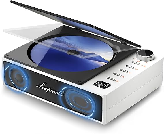 CD Player Portable, Leapwell Portable CD Player with Speakers Bluetooth CD Players for Home Personal Small Retro Mini CD Players Supports AUX USB Optical White