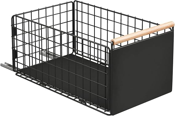 Extendable Kitchen Telescopic Drawer Deeper Drawer Organiser with Drawer Runners and Wooden Handle Metal Pull Out Drawer for Kitchen Cabinets - (40 L x 24 W x 19.5 H cm) No Drilling Required