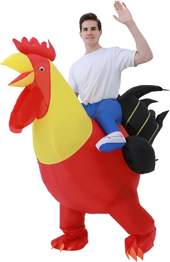 Inflatable Costume Adult,Inflatable Chicken Costumes for Men/Women Ride On Blow up Rooster Costumes Inflatables Fancy Funny Suit for Halloween Christmas Carnival Party