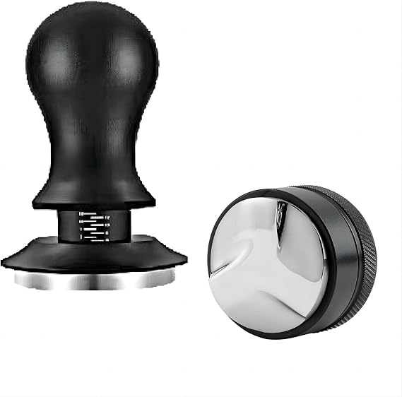 54mm Tamper and Coffee Distributor Set, Espresso Coffe Tamper 54mm with Spring Loaded and Base, Coffee Leveler for Coffee Machine Accessories Barista with Coffee Cleaning Brush (53mm)