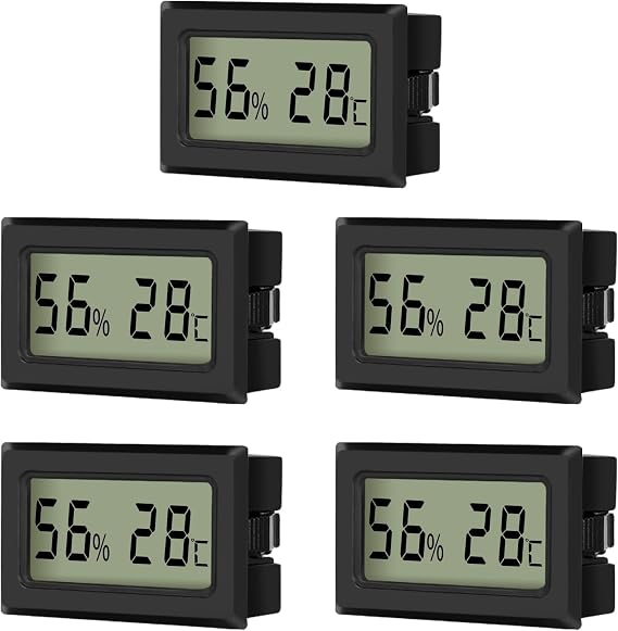 EEEKit 5-Pack Mini LCD Digital Thermometer Hygrometer, Indoor Temperature and Humidity Gauge for Home Office Greenhouse Car, Celsius Display