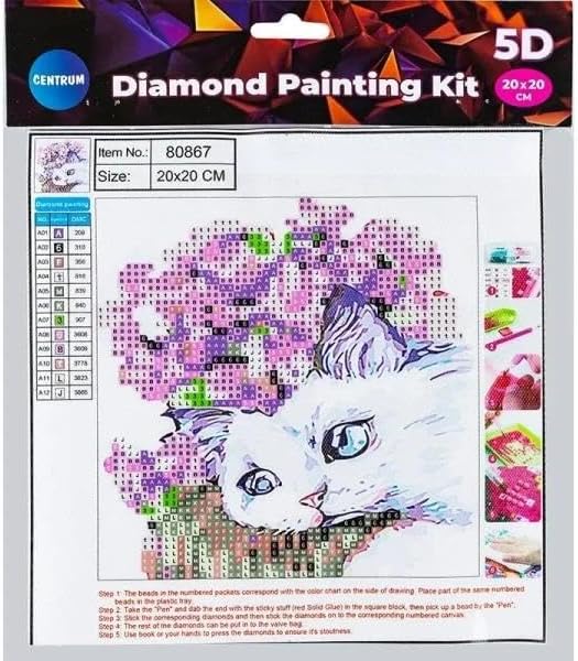 Diamond mosaic 5D - Cat&Flowers 20x20 80867