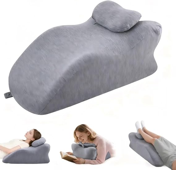 Bed Wedge Pillow,Memory Foam,With Headrest,Washable Cover,Wedge Pillow Support Cushion For Acid Reflux,Snoring,Back Pain,Surgery Recovery,Leg Elevation