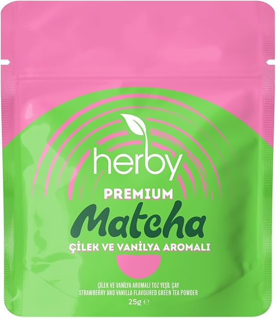 Herby Premium Matcha Çilek ve Vanilya Aromalı