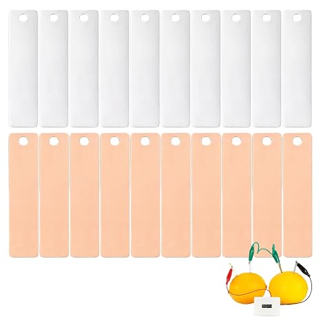 Copper Zinc Electrode Sheet Set – 4 x 0.35 x 0.08 Inch Pure Anode Strips for Scientific Experiments, Electroplating, DIY Projects & Educational Use