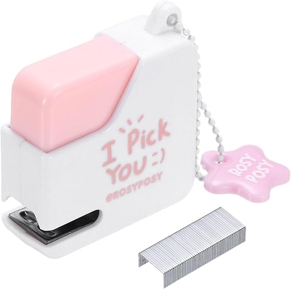 PATIKIL Mini Stapler with Staples, Small Stapler Cute Tiny Portable Pocket Set 10 Sheet Capacity Foldable with 40pcs Staples for Desktop Travel Classroom Office Supplies Gift, Pink