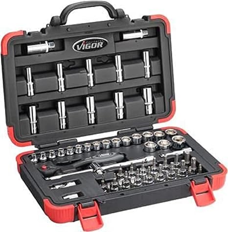 ViGOR Socket Spanner Set V2305N I Drive: 3/8 Inch (10 mm) Square I Outside Hexagonal Profile, T Profile, Inner Hexagonal Profile, Phillips Profile PH and much more