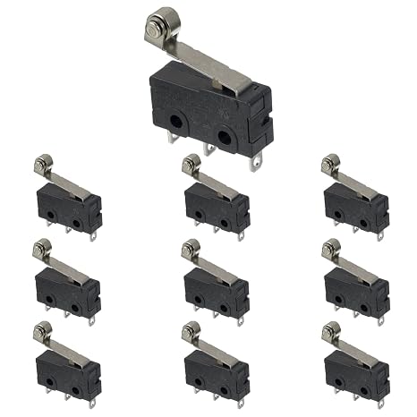 BOJACK KW4A(S) Micro Switch 5A 250V AC SPDT 1NO 1NC Limit Switch with Momentary Hinge Roller Lever Arm 3 Pins (Pack of 10 Pcs)