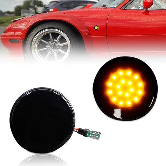 2 PCS LED Side Indicator Light for M-azda MX-5 MK1 MK2 MK3 NA NB NC 1990-2015, [Error-Free Canbus] 18 SMD Amber LED Front Turn Signal Light