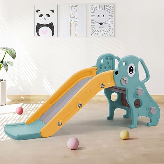 Kids Slide,Indoor Toddler Slides Child's Freestanding Slide with Climbing Frame for Toddlers Age 1-6, Outdoor Garden Baby Slide(Green Dog)