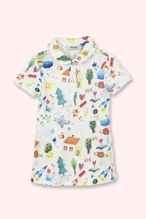 Kız Bebek Baskılı Örme Beyaz Elbise 12-18 Ay (80-86 cm)
