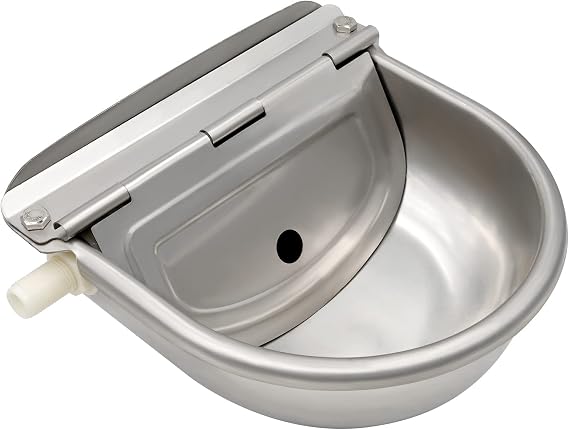 Stainless Steel Automatic Waterer Bowl with Adjustable Float Ball Valve, Animal Water Trough for Horse Cattle Goat Sheep Pig Dog Livestock Animals