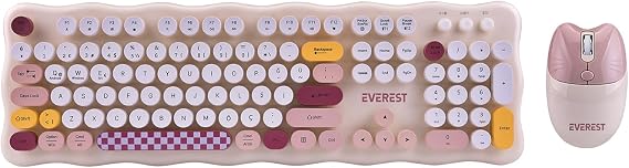 Everest KM-6287 Cookie Fildişi Kablosuz 2.4 + BT Q Klavye + Mouse Set